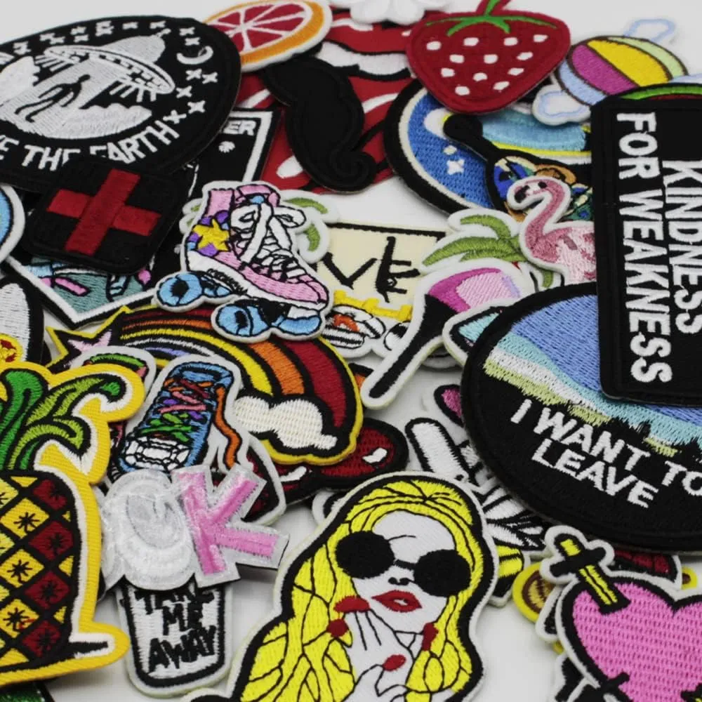 U-Sky Mix Pack Assorted 42pcs Iron on Patches for Clothes Embroidery Sew on Appliques Patches for Jeans Jackets Vest Backpacks Shirt to Cover Logo Dirt Rip