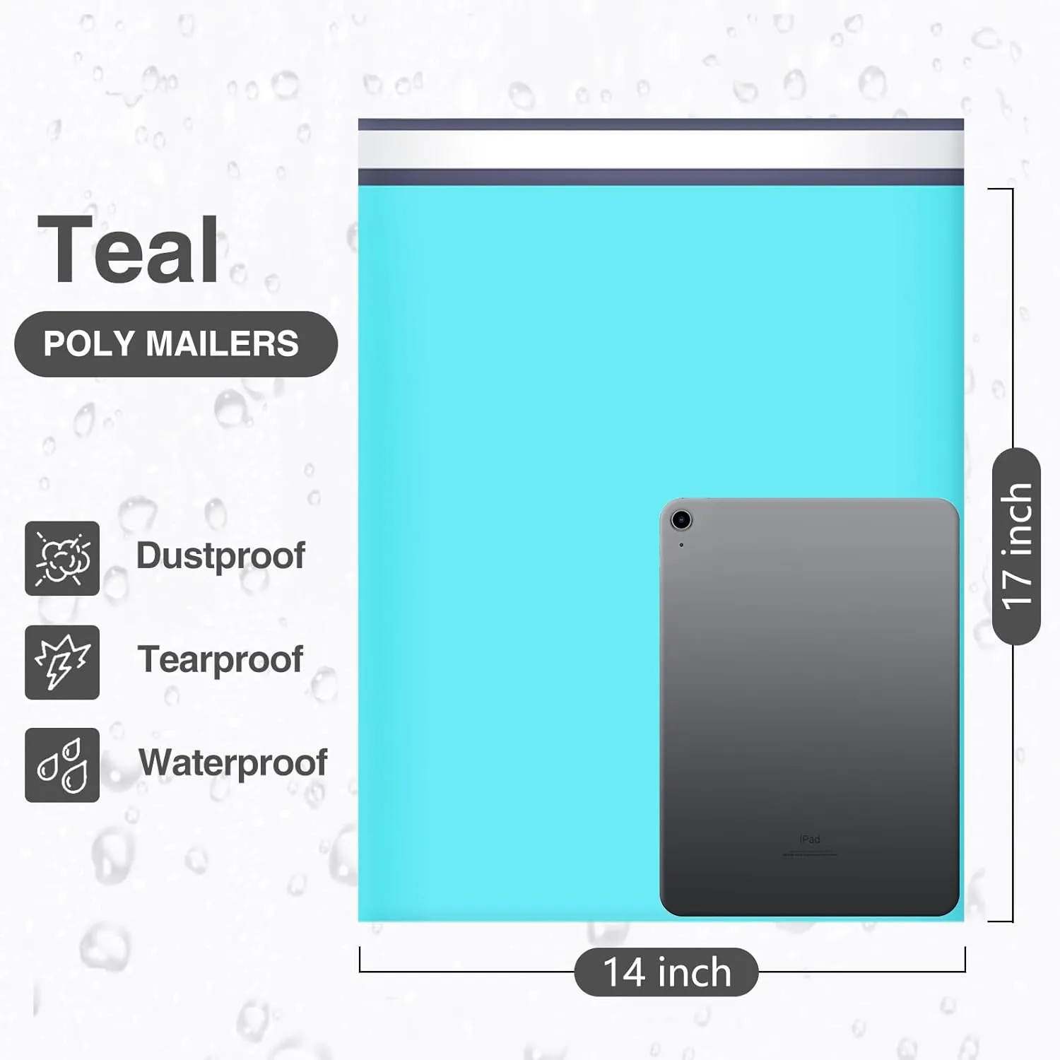UCGOU 14x17 Teal Poly Mailers Shipping Bags 100 Pcs Large Poly Mailers Mailing Bags for Shipping Clothes Self Sealing Package