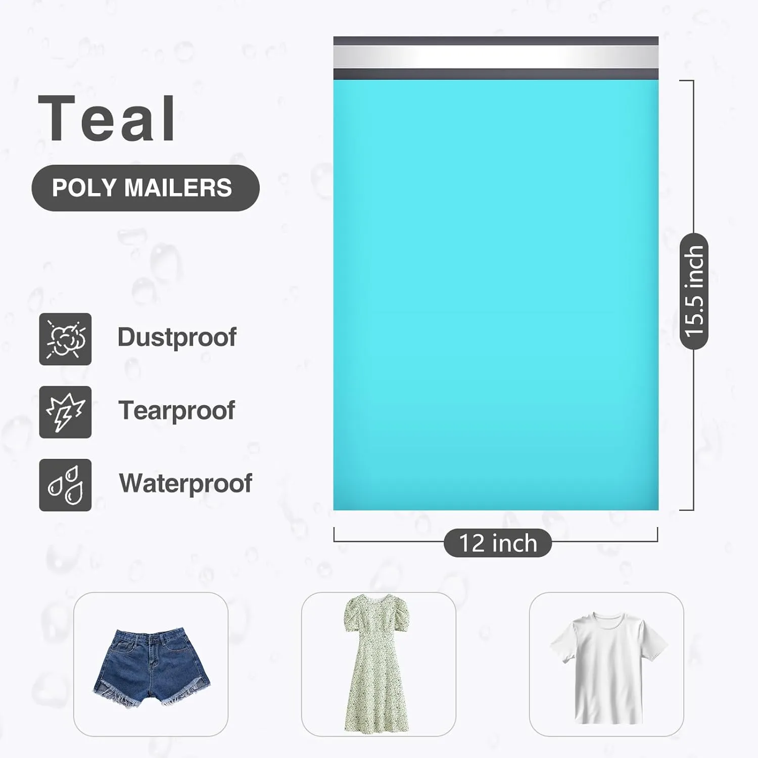 UCGOU Poly Mailers 12x15.5 Inch Teal 100 Pack Medium Shipping Bags #5 Strong Thick Mailing Envelopes Self Sealing Adhesive Waterproof and Tear Proof Boutique Packaging Postal for Clothing