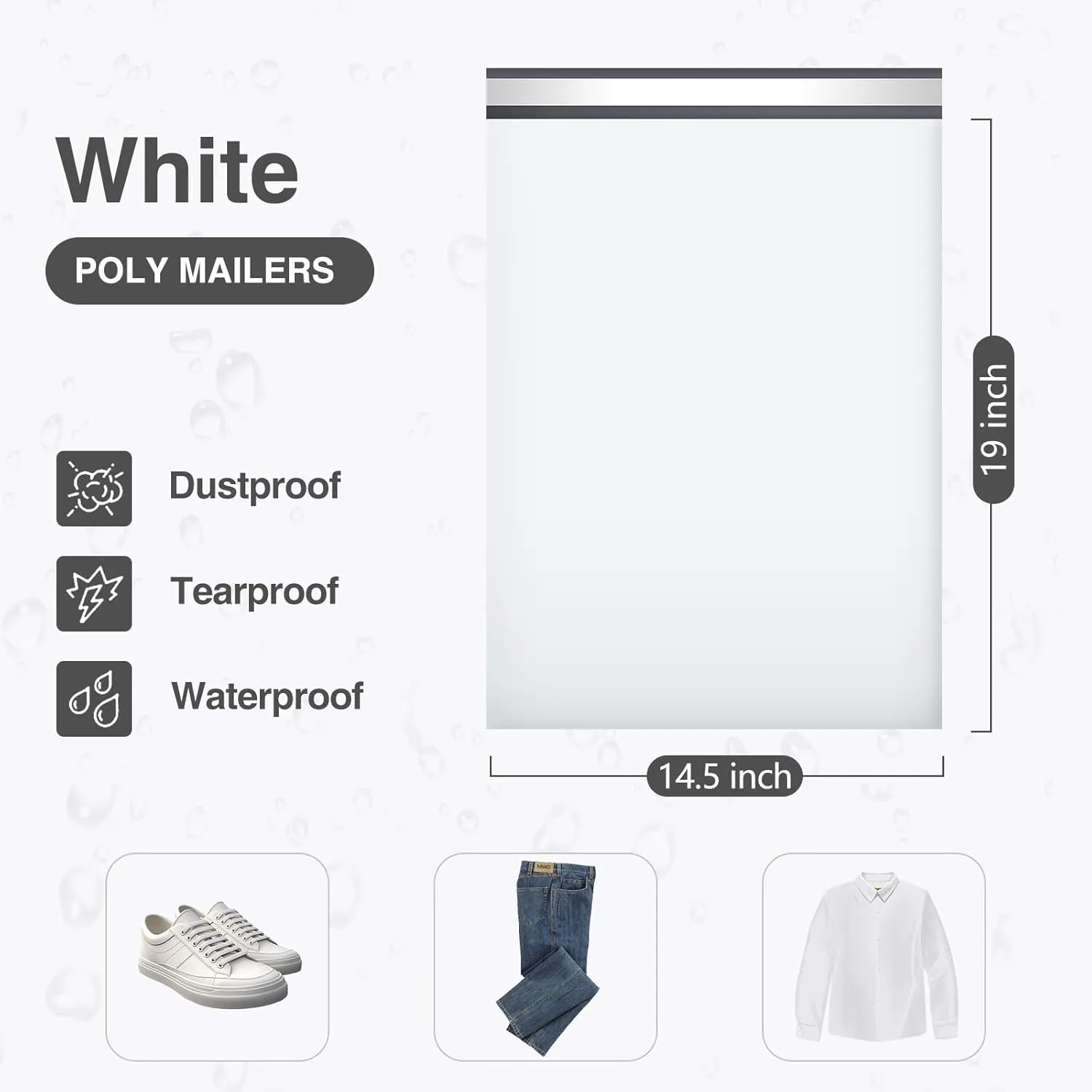 UCGOU Poly Mailers 14.5x19 Inch White 200 Pack Large Shipping Bags #7 Strong Thick Mailing Envelopes Self Sealing Adhesive Waterproof and Tear Proof Boutique Packaging Postal for Clothing