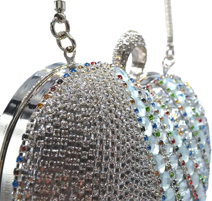 UMREN Women Luxury Heart Shape Tassel Evening Clutch Bag Rhinestones Wedding Party Purse Handbag