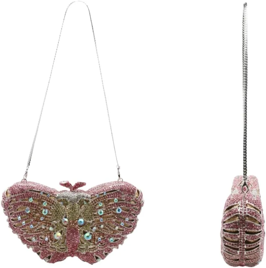 UMREN Women’s Elegant Butterfly Rhinestone Evening Bags Luxury Crystal Clutch Wedding Party Cocktail Handbag Purse