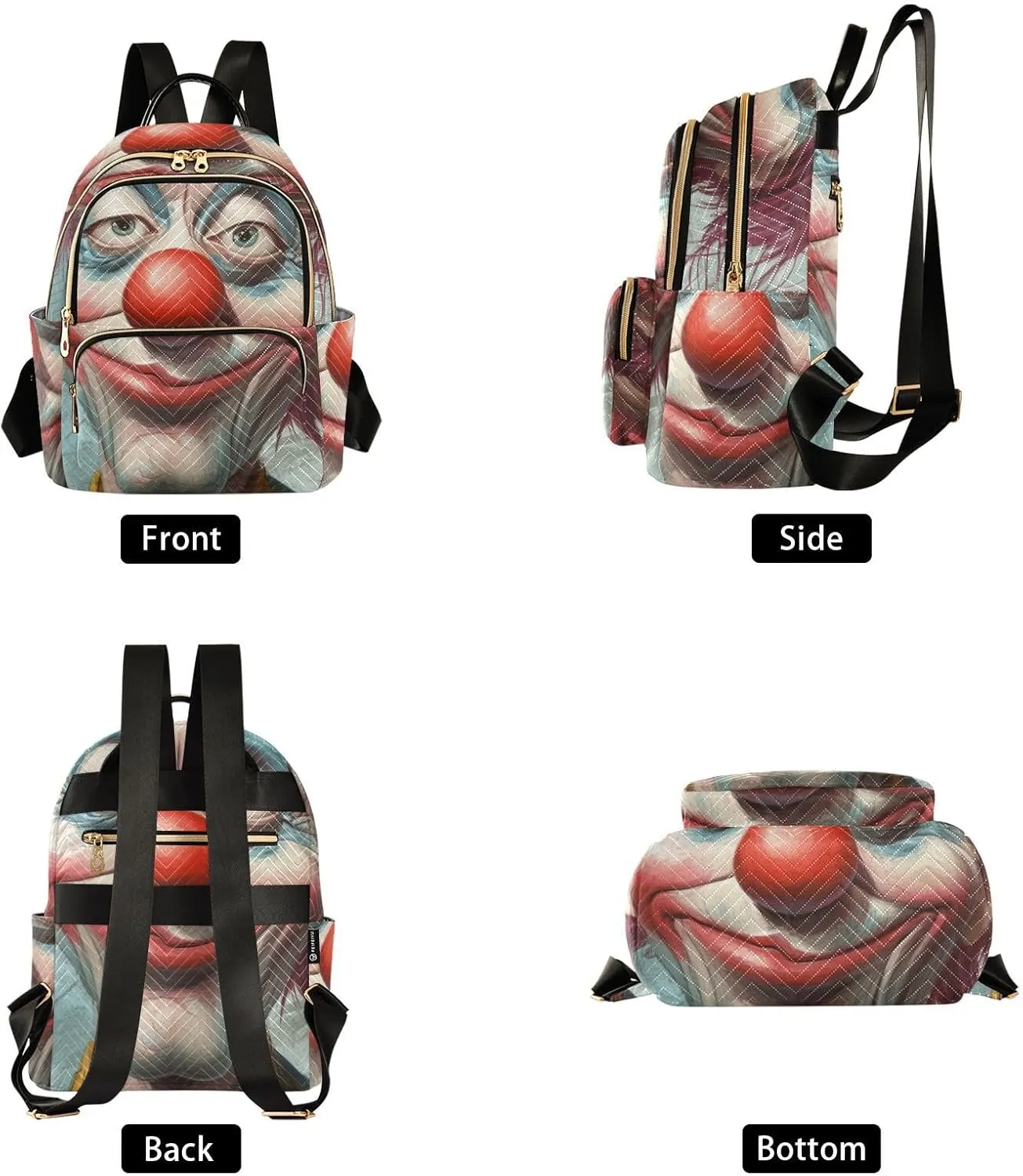 Unhappy Clowns Women Backpack Purse Fashion Ladies Shoulder Bag Casual College Travel Backpacks Bag Medium