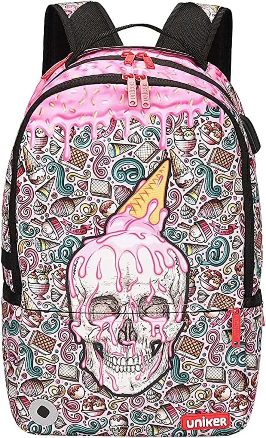 UNIKER Graffiti Backpack for School,Casual Daypack,Designer Laptop Backpack for 15.6 Inch Laptop