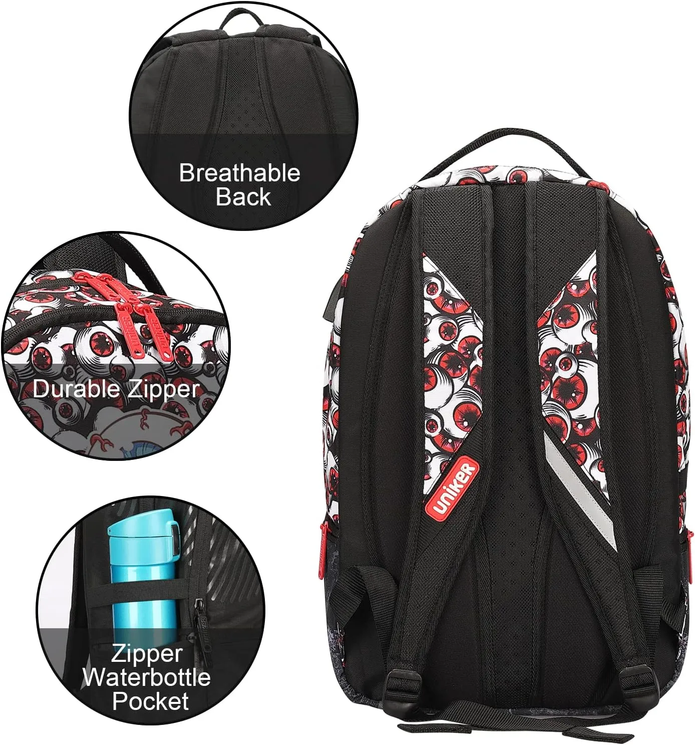 UNIKER Graffiti Backpack for School,Casual Daypack,Designer Laptop Backpack for 15.6 Inch Laptop