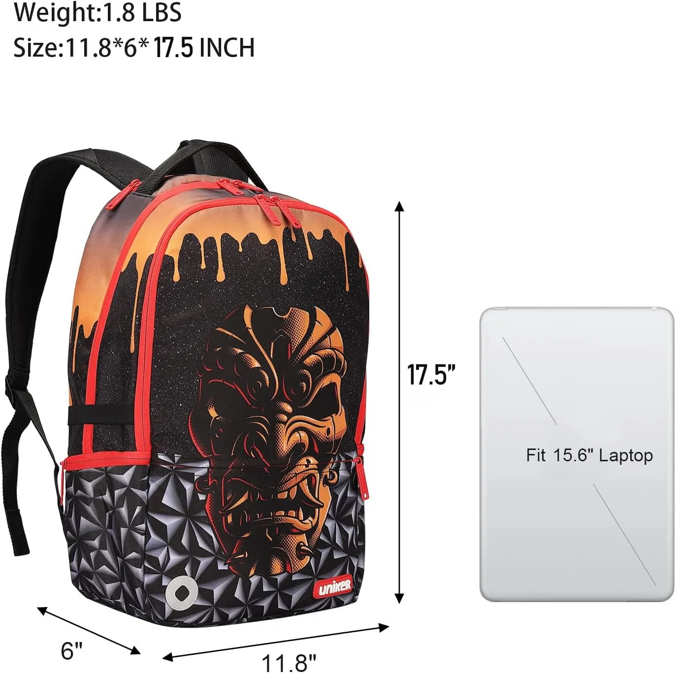 UNIKER Graffiti Backpack for School,Casual Daypack,Designer Laptop Backpack for 15.6 Inch Laptop