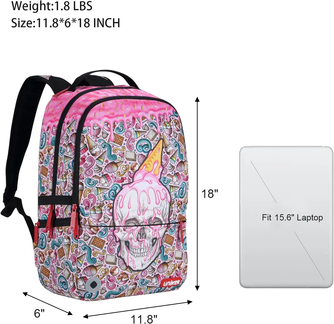 UNIKER Graffiti Backpack for School,Casual Daypack,Designer Laptop Backpack for 15.6 Inch Laptop