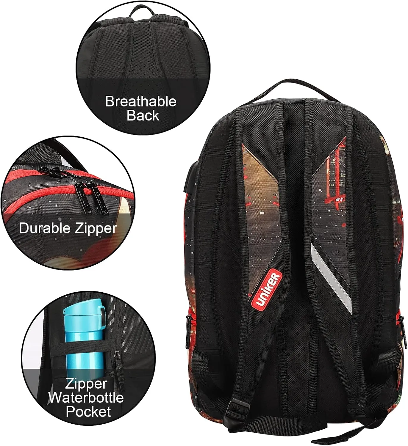 UNIKER Graffiti Backpack for School,Casual Daypack,Designer Laptop Backpack for 15.6 Inch Laptop