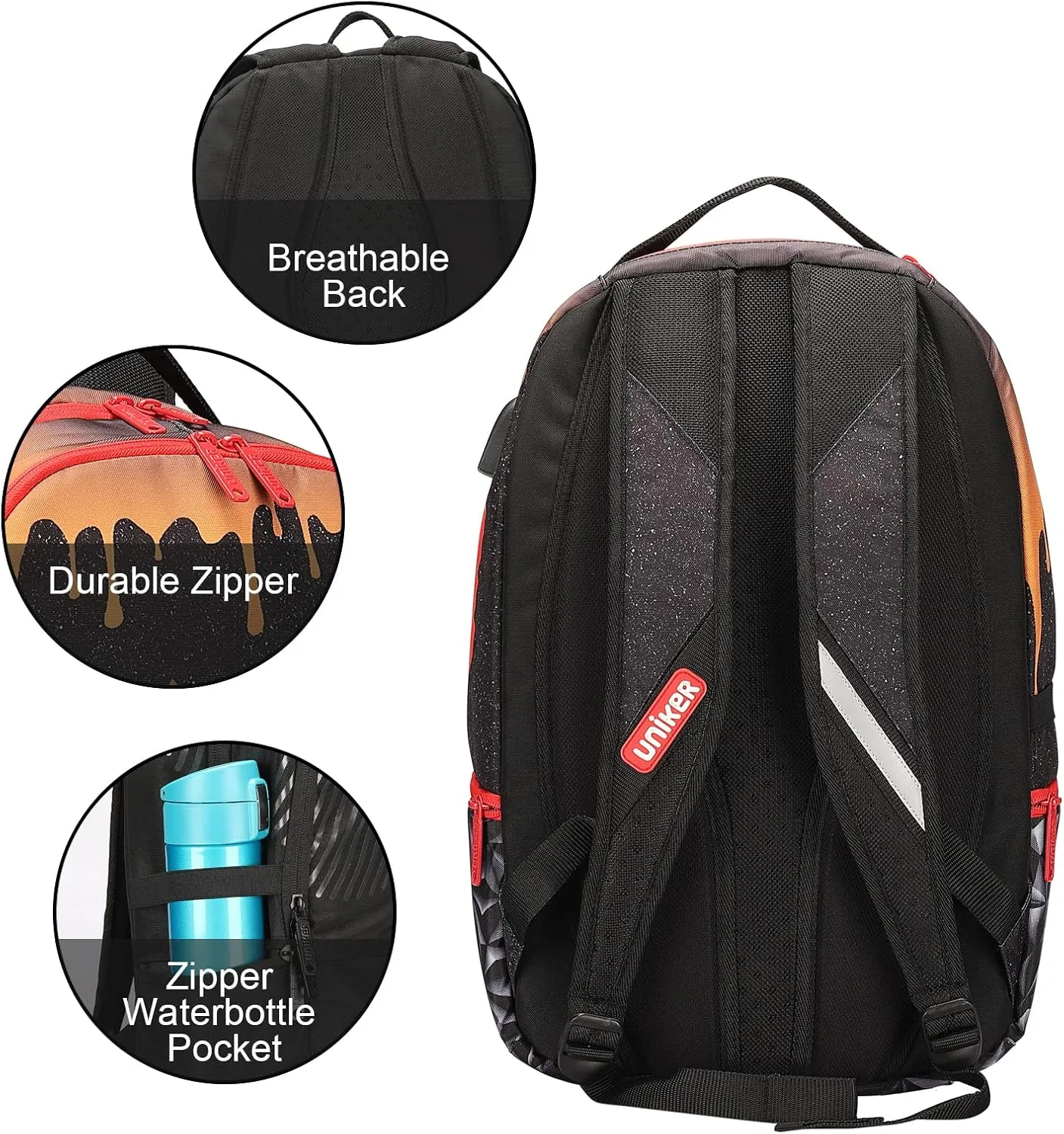 UNIKER Graffiti Backpack for School,Casual Daypack,Designer Laptop Backpack for 15.6 Inch Laptop