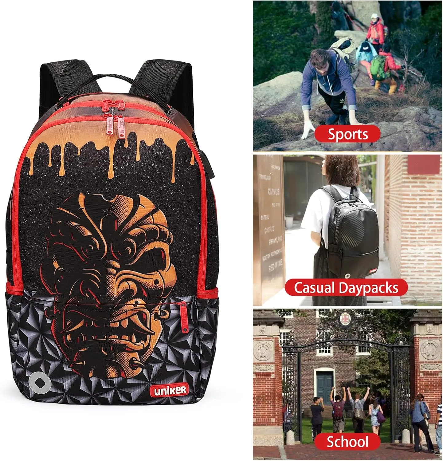 UNIKER Graffiti Backpack for School,Casual Daypack,Designer Laptop Backpack for 15.6 Inch Laptop