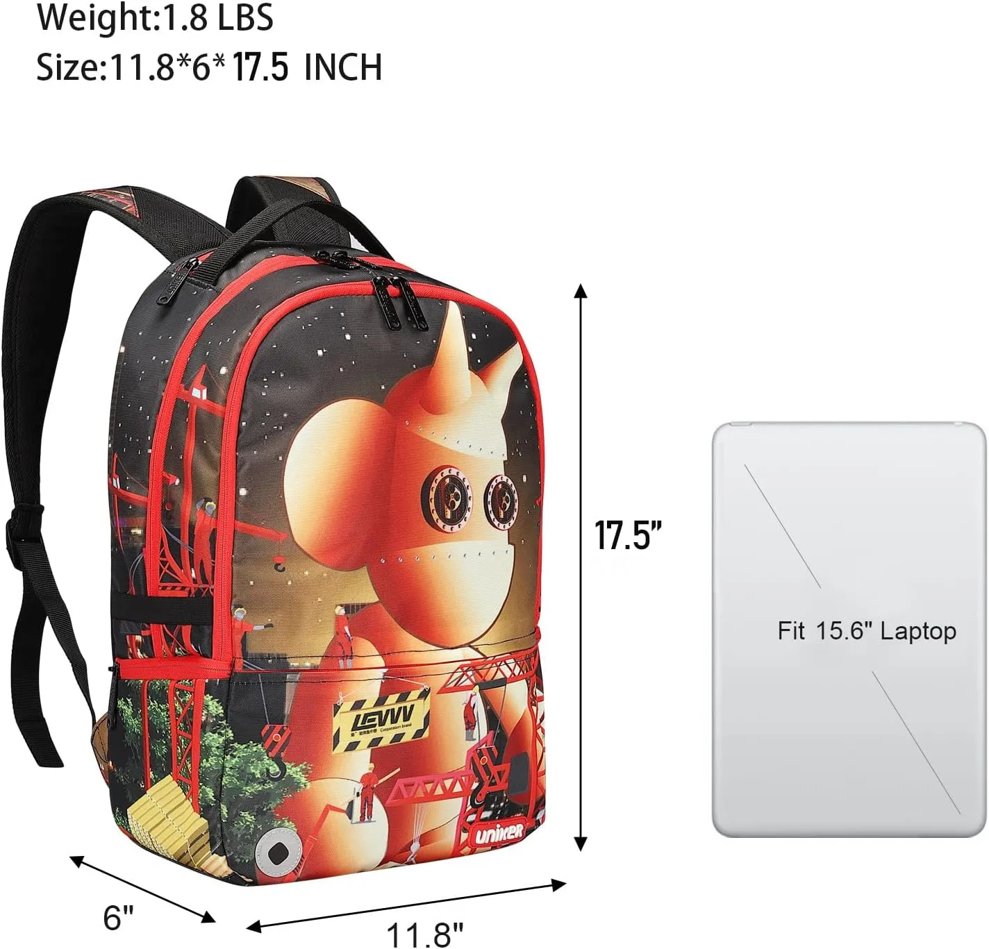 UNIKER Graffiti Backpack for School,Casual Daypack,Designer Laptop Backpack for 15.6 Inch Laptop