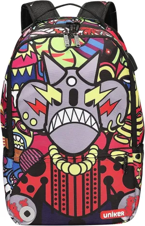 UNIKER Graffiti Backpack for School,Casual Daypack,Designer Laptop Backpack for 15.6 Inch Laptop