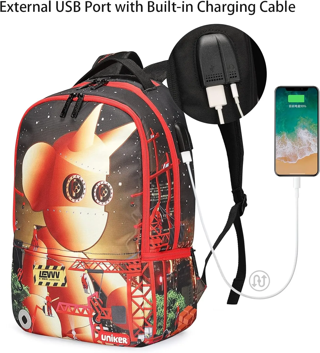 UNIKER Graffiti Backpack for School,Casual Daypack,Designer Laptop Backpack for 15.6 Inch Laptop