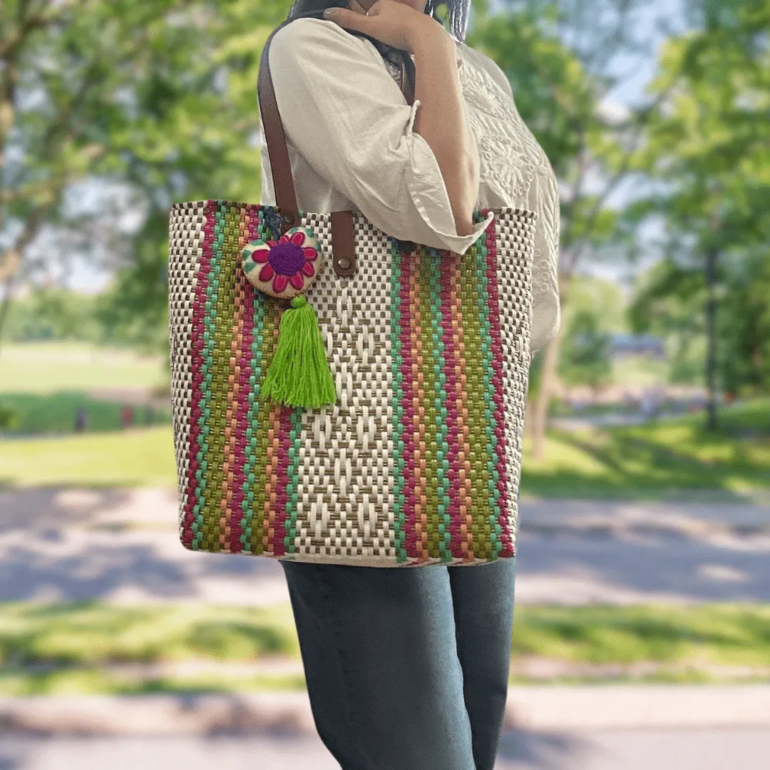 Upcycled Handwoven MD Tejana Tote - Violeta