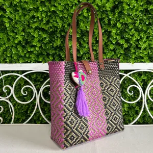 Upcycled Handwoven MD Tejana Tote - Violeta