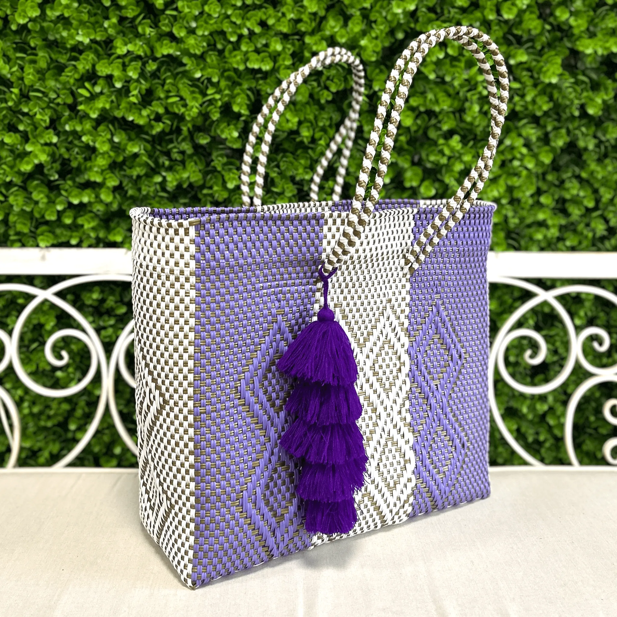 Upcycled Handwoven XL Tote - Purple Rain