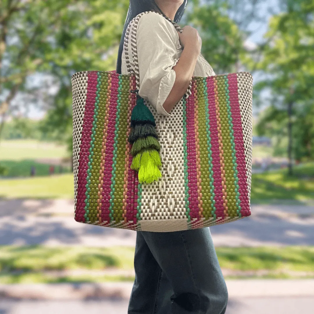 Upcycled Handwoven XL Tote - Purple Rain