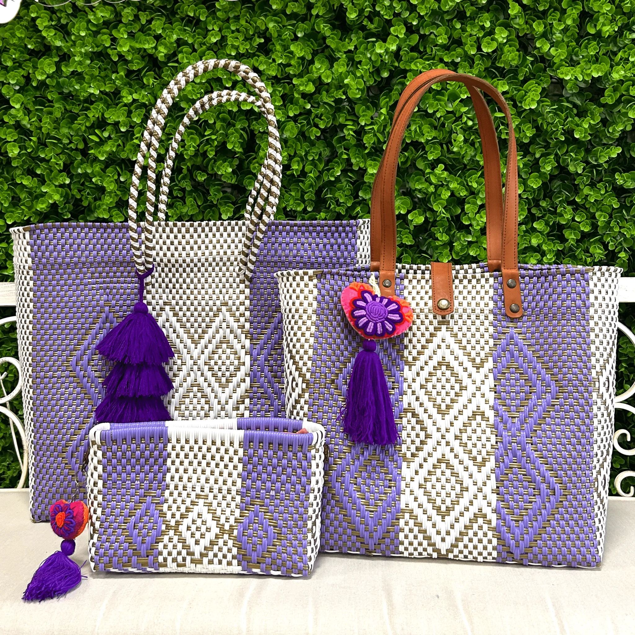 Upcycled Handwoven XL Tote - Purple Rain