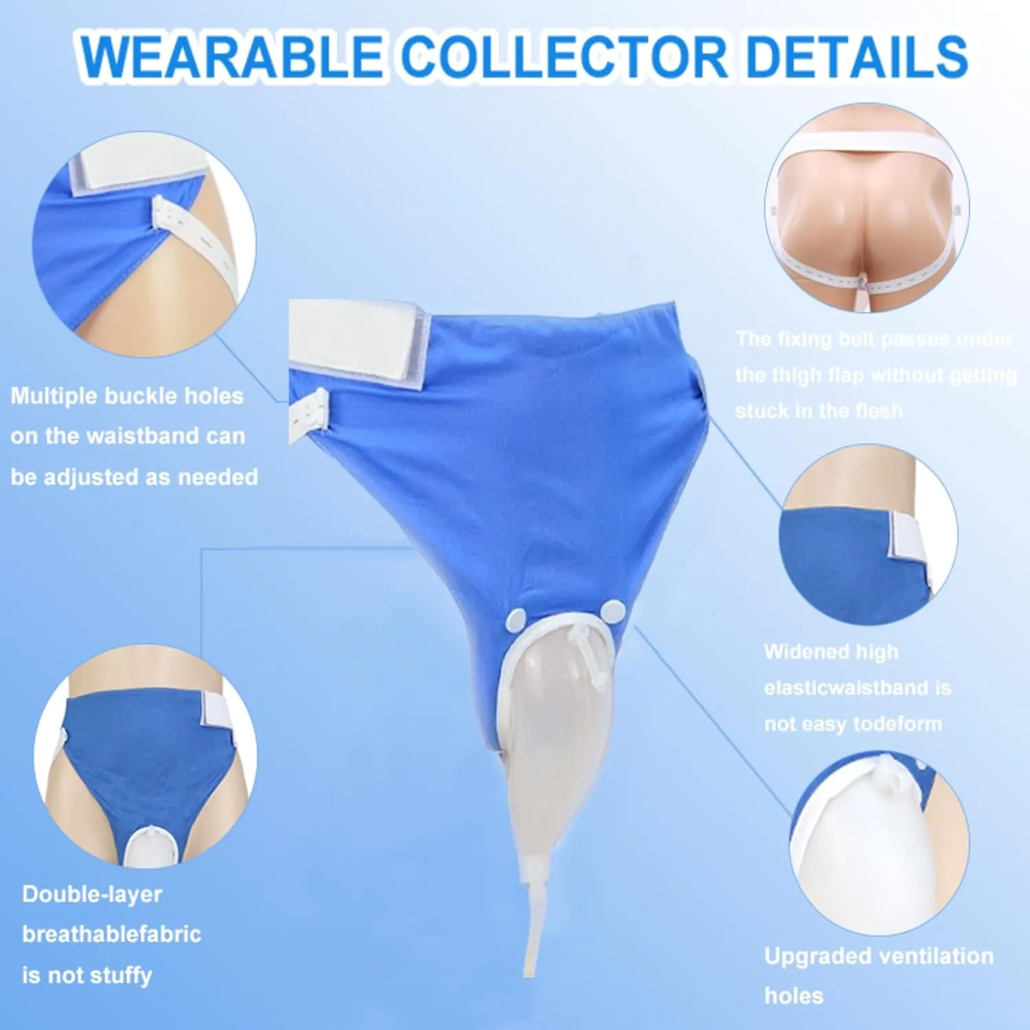Urine Bags for Men, External Urinary Catheter for Male/Famale, Wearable Urinal Bag with Collection Urine Bag (2000ml & 1000ml), Urinary Drainage System, Portable Urine Catheter Bag (Older Men)