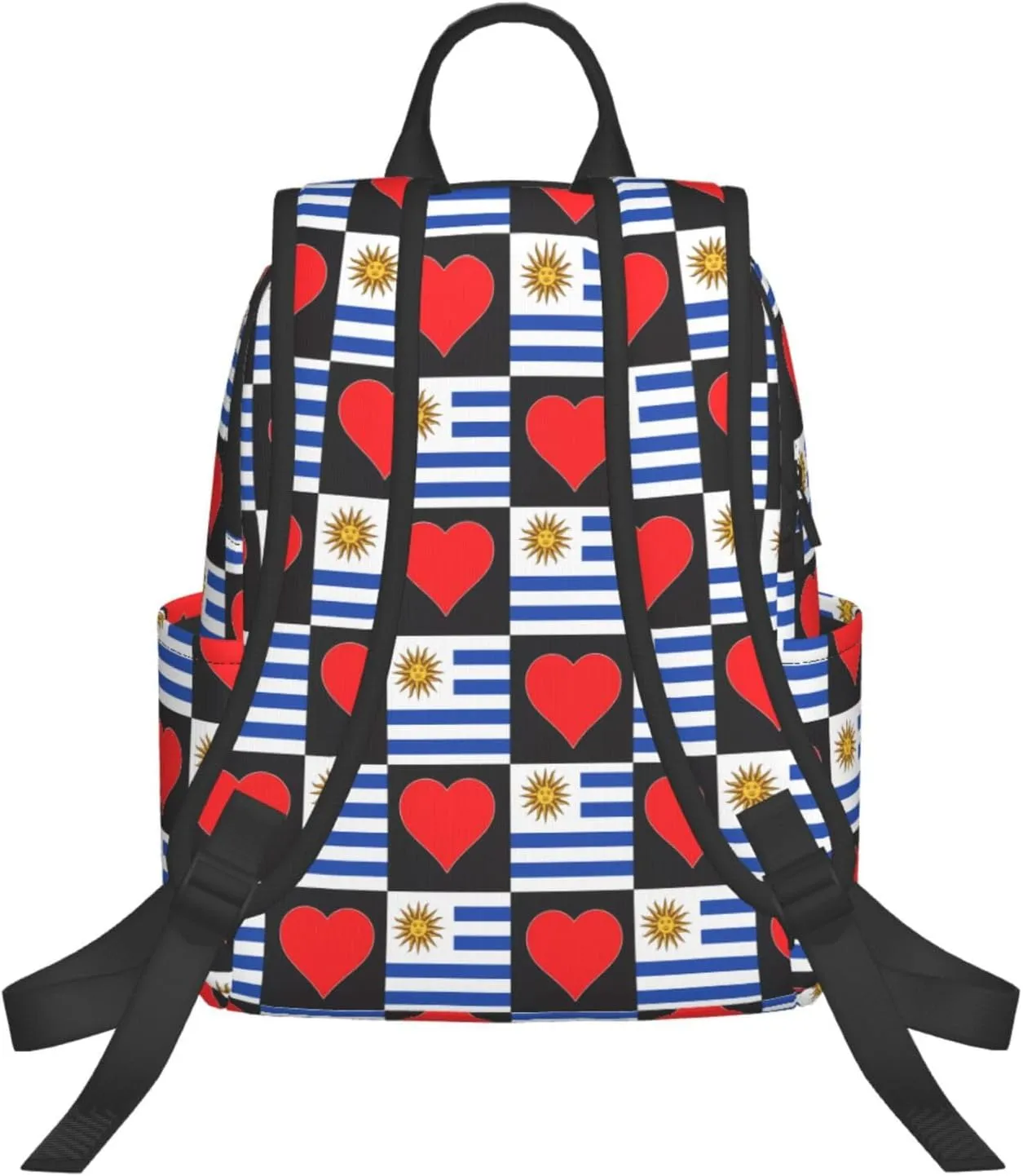 Uruguay Uruguayan Flag Red Heart Casual Laptop Backpack Travel Rucksack Sports Daypack Adjustable Strap Bags with Multi-Pockets for Working Running Camping