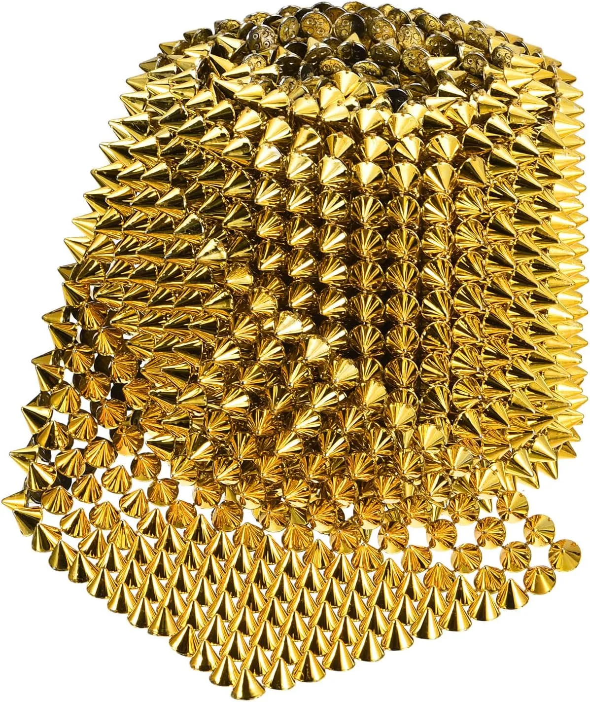 uxcell 3 Yards Sew Stitch on Cone Spikes Studs, 12Rows Plastic Flat Back Spike Rivet Punk Trim Ribbon for DIY Clothing, Bags, Shoes Decoration, Gold