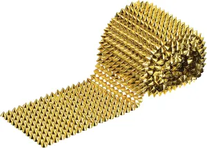 uxcell 3 Yards Sew Stitch on Cone Spikes Studs, 12Rows Plastic Flat Back Spike Rivet Punk Trim Ribbon for DIY Clothing, Bags, Shoes Decoration, Gold