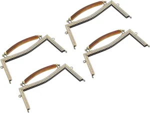 uxcell 4Pcs Metal Purse Frame, 8.07" Kiss Lock Clasp Frame Retro Rectangular Embossed Clutch Frame with Handle for Coin Purse Handbag Making DIY Craft, Bronze