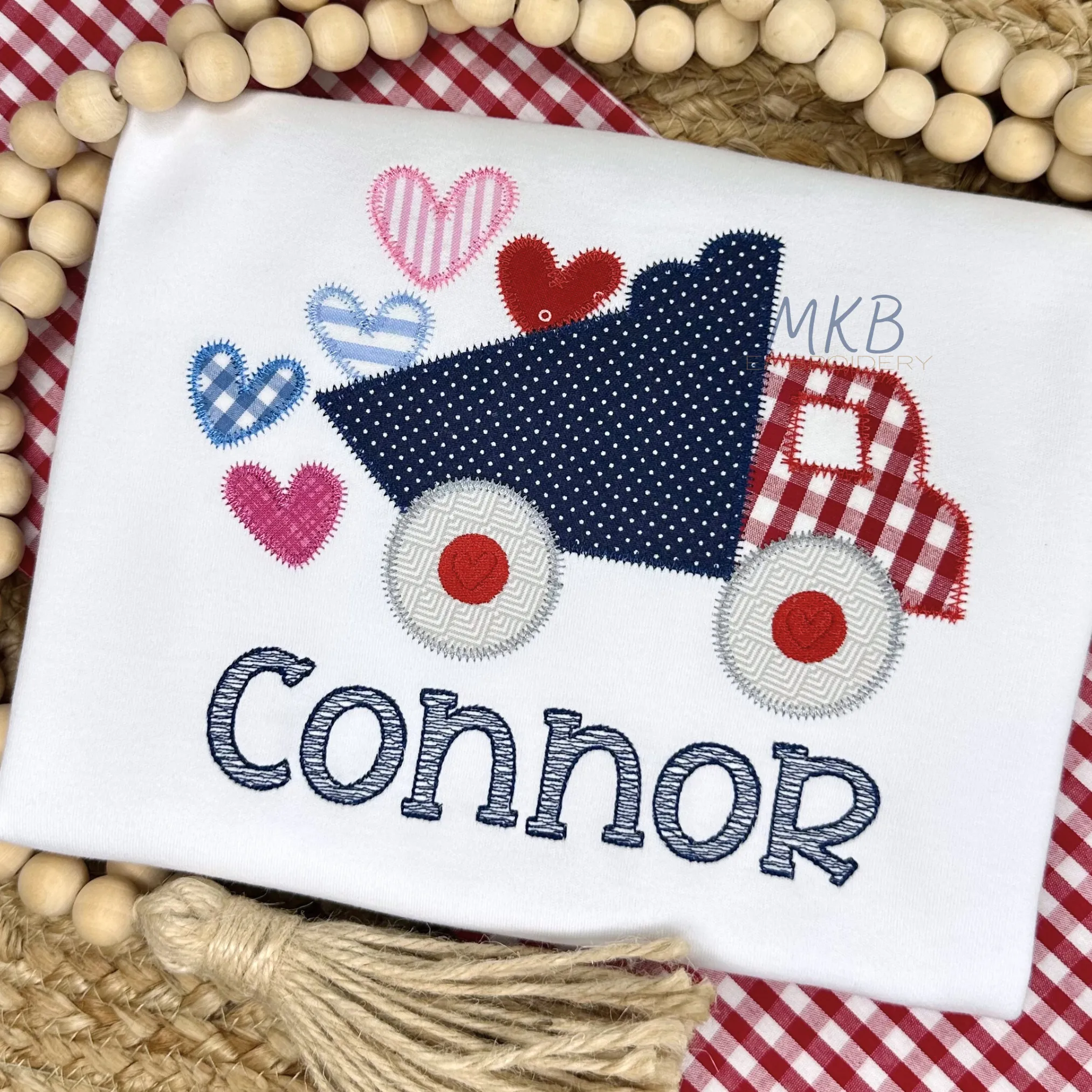 Valentine Dump Truck Zig Zag Stitch Applique