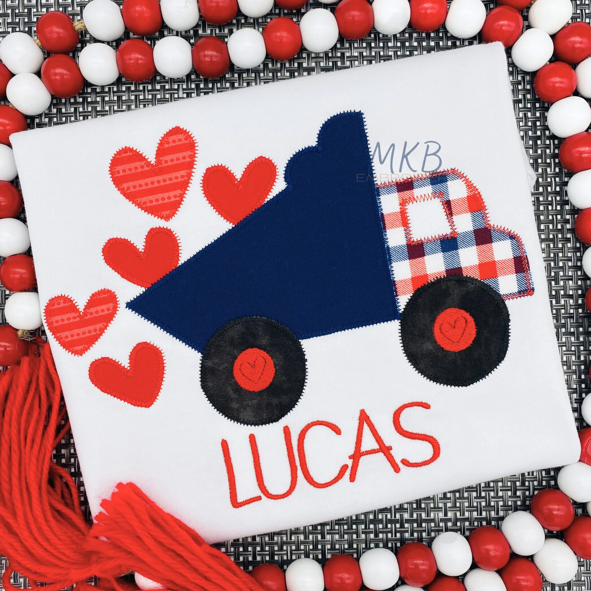 Valentine Dump Truck Zig Zag Stitch Applique