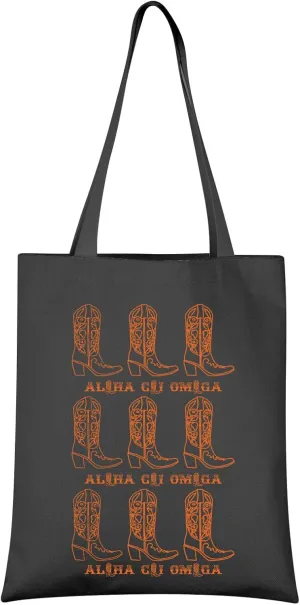 VAMSII A C Omega Tote Bag - Cowgirl Gift, Sorority Merch