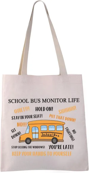VAMSII School Bus Monitor Tote - Driver Appreciation Gift - Shoulder & Grocery Bag