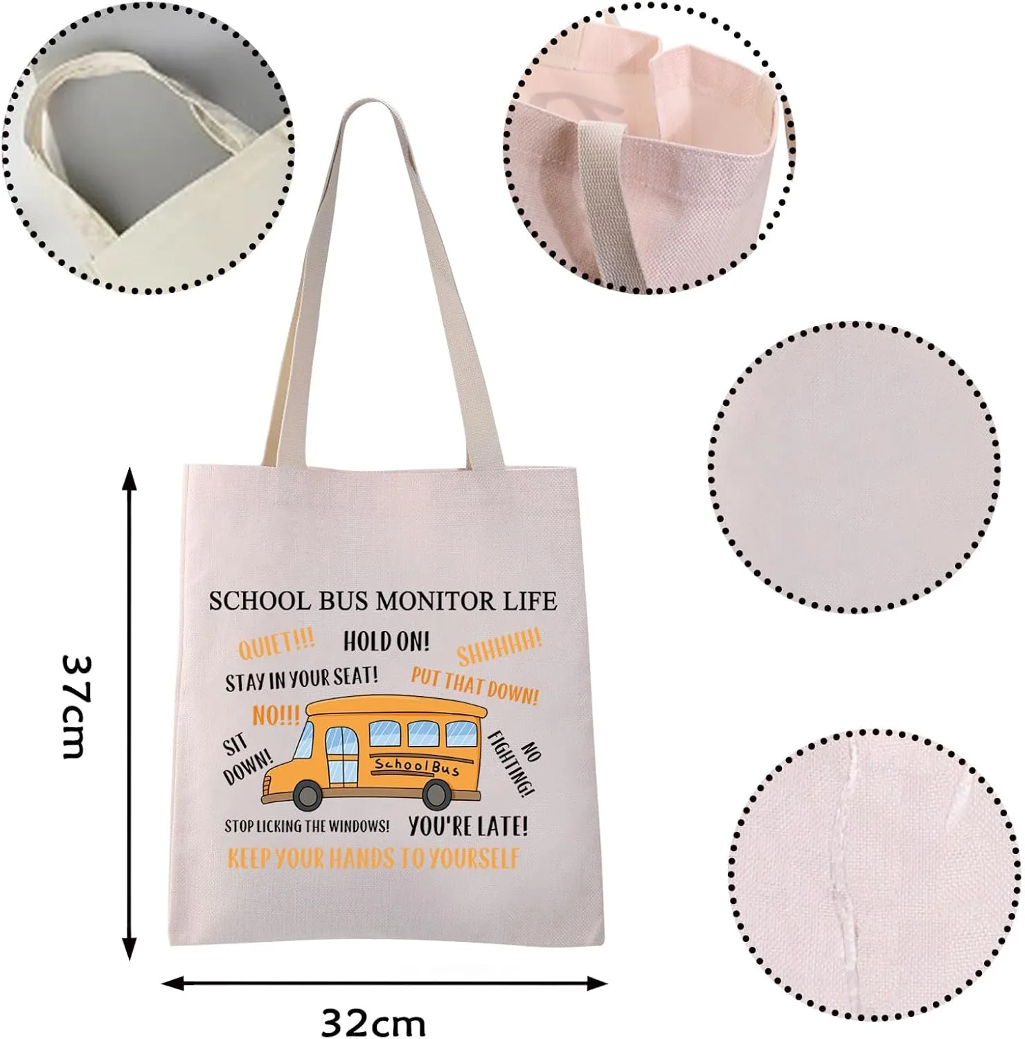 VAMSII School Bus Monitor Tote - Driver Appreciation Gift - Shoulder & Grocery Bag