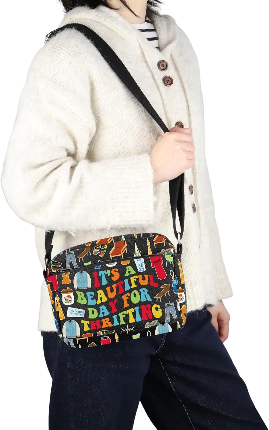 VAMSII Thrift Lover Gift It’s A Beautiful Day For Thrifting Tote Bag Thrifting Day Handbag Retro Shopper Gift Thrifter Merch