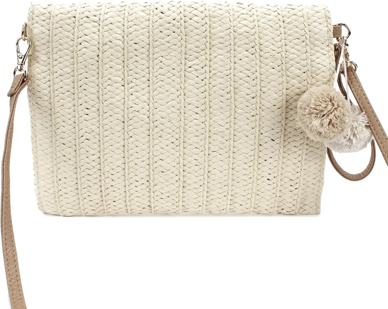 Van Caro Handwoven Cotton Straw Shoulder Bag Crochet Tassel Beach Bohemian Purse for Women