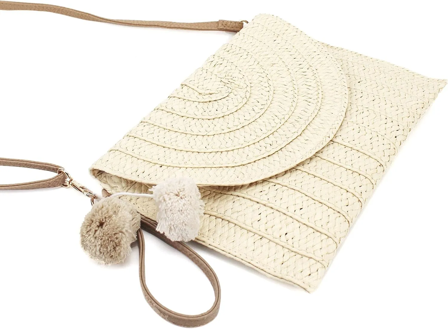 Van Caro Handwoven Cotton Straw Shoulder Bag Crochet Tassel Beach Bohemian Purse for Women