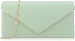 Vegan Leather Envelope Clutch Bag Classic Dressy Purse Foldover Evening Handbag