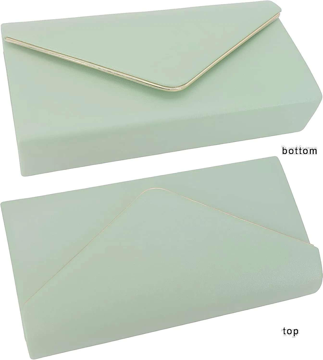 Vegan Leather Envelope Clutch Bag Classic Dressy Purse Foldover Evening Handbag