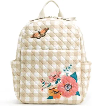 Vera Bradley Women's Cotton Small Backpack, Peach Blossom Picnic - Recycled Cotton, One Size