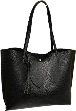 VESNIBA Women'S Soft Faux Leather Tote Shoulder Bag From Big Capacity Tassel Handbag High Capacity Carry on Tote Bags for