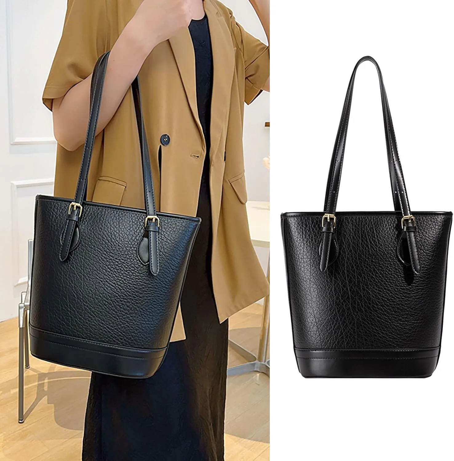 VESNIBA Women'S Soft Faux Leather Tote Shoulder Bag From Big Capacity Tassel Handbag High Capacity Carry on Tote Bags for