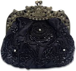 Vintage 1920s Beaded Evening Bag Pearl Clutch Bag for Women Bridal Wedding Purse Sequin Rhinestone Handbag