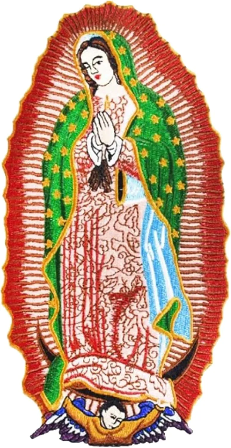 Virgin Mary Embroided Paches, Virgen De Guadalupe Patch, Our Lady of Guadalupe Iron On for Baptismal Garment, Shirts, Bags Harajuku Icon Embriodery Applique Patches. (A)