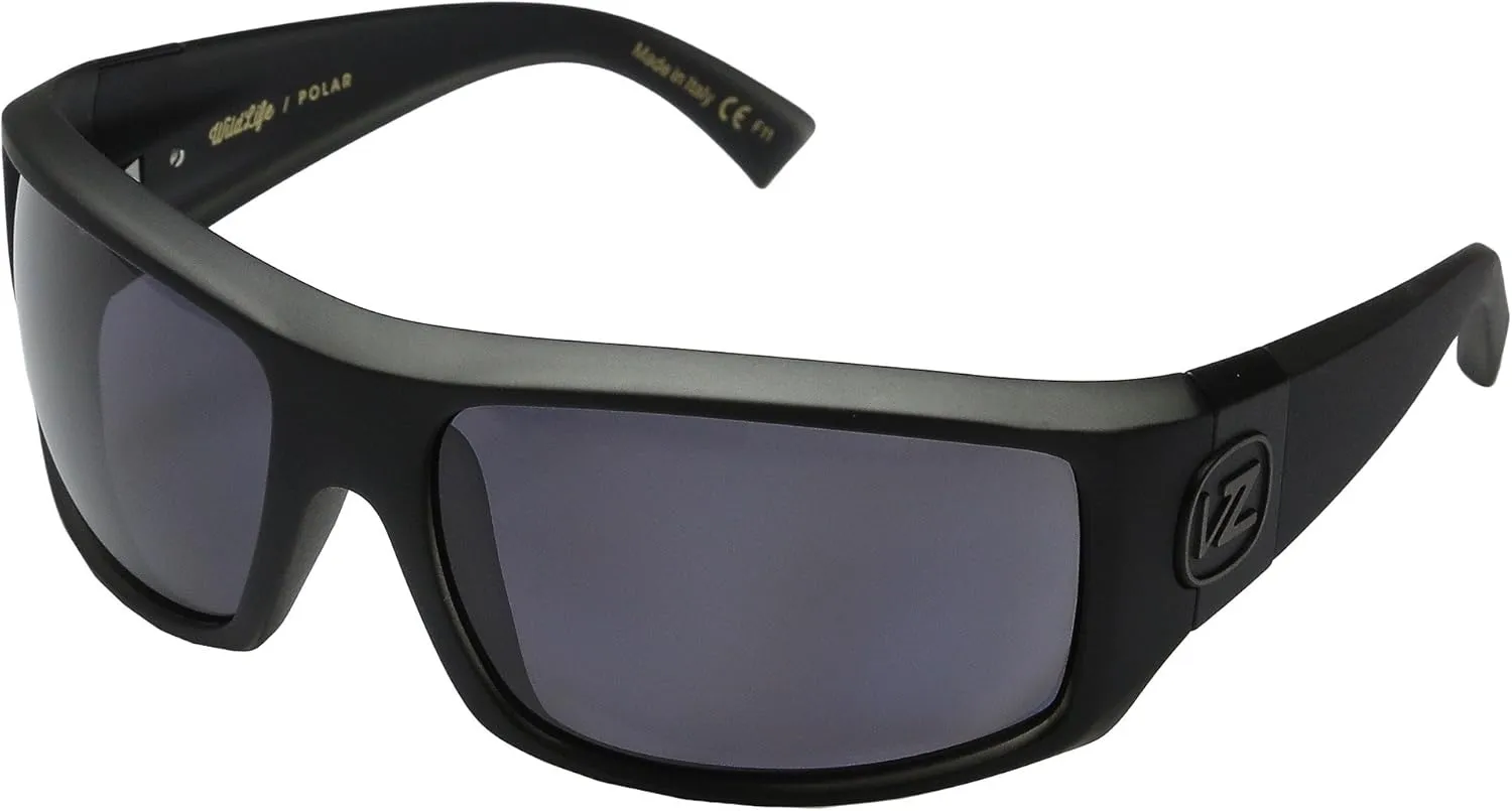VonZipper Men's Clutch Polarized Sunglasses,Black Satin Sin Frame/Grey Poly Polar Lens,one size