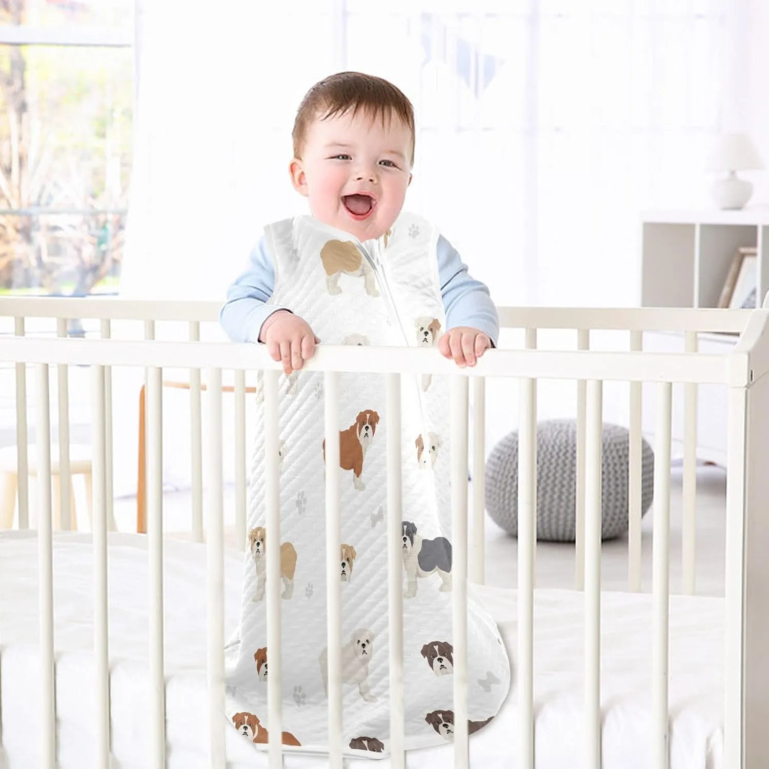 vvfelixl Sleep Sack for Newborn Babies,Different English Bulldog Baby Wearable Blanket,Swaddle Transition Sleeping Bag for Infant,Sleep Suit for Toddler 12-24 Months