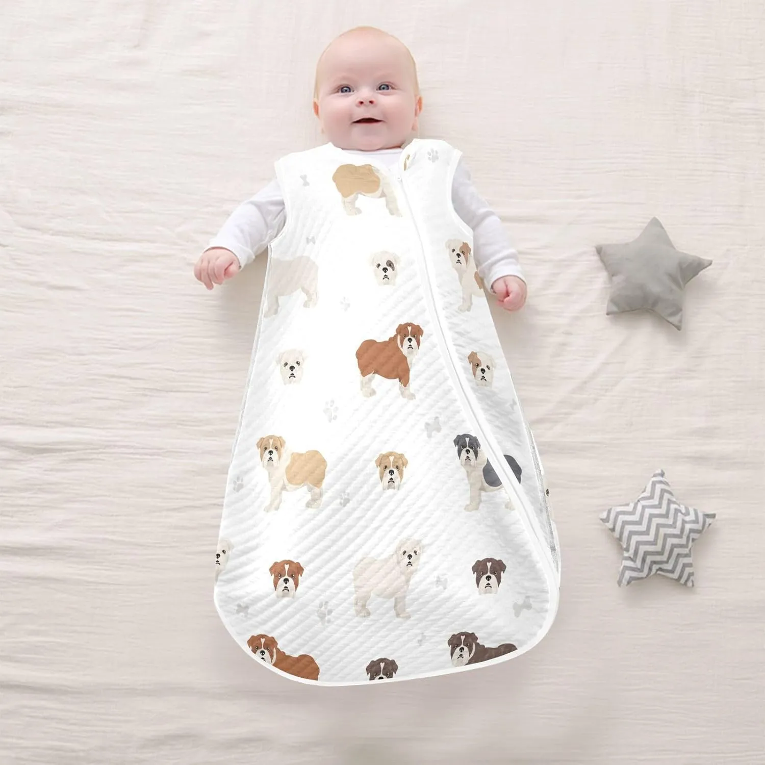 vvfelixl Sleep Sack for Newborn Babies,Different English Bulldog Baby Wearable Blanket,Swaddle Transition Sleeping Bag for Infant,Sleep Suit for Toddler 12-24 Months