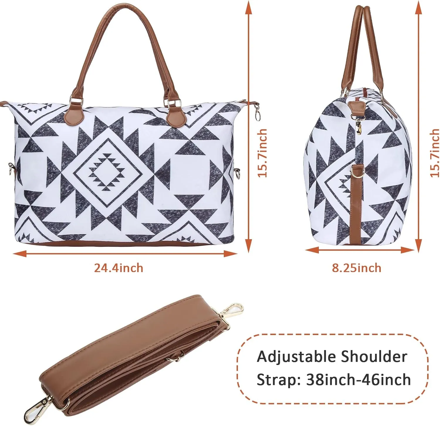 Weekender Bag Duffle Bag For Women Large Travel Tote Bag Overnight Weekend Bags With Shoulder Strap Cow Leopard Atzec…