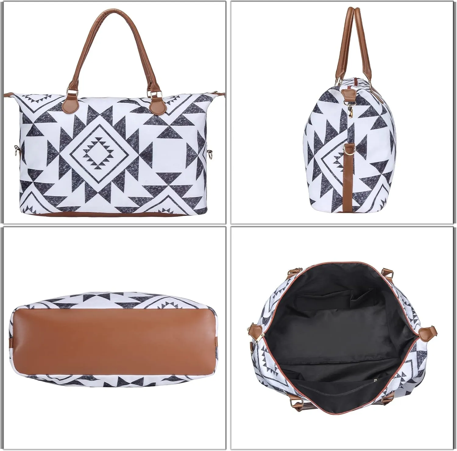 Weekender Bag Duffle Bag For Women Large Travel Tote Bag Overnight Weekend Bags With Shoulder Strap Cow Leopard Atzec…