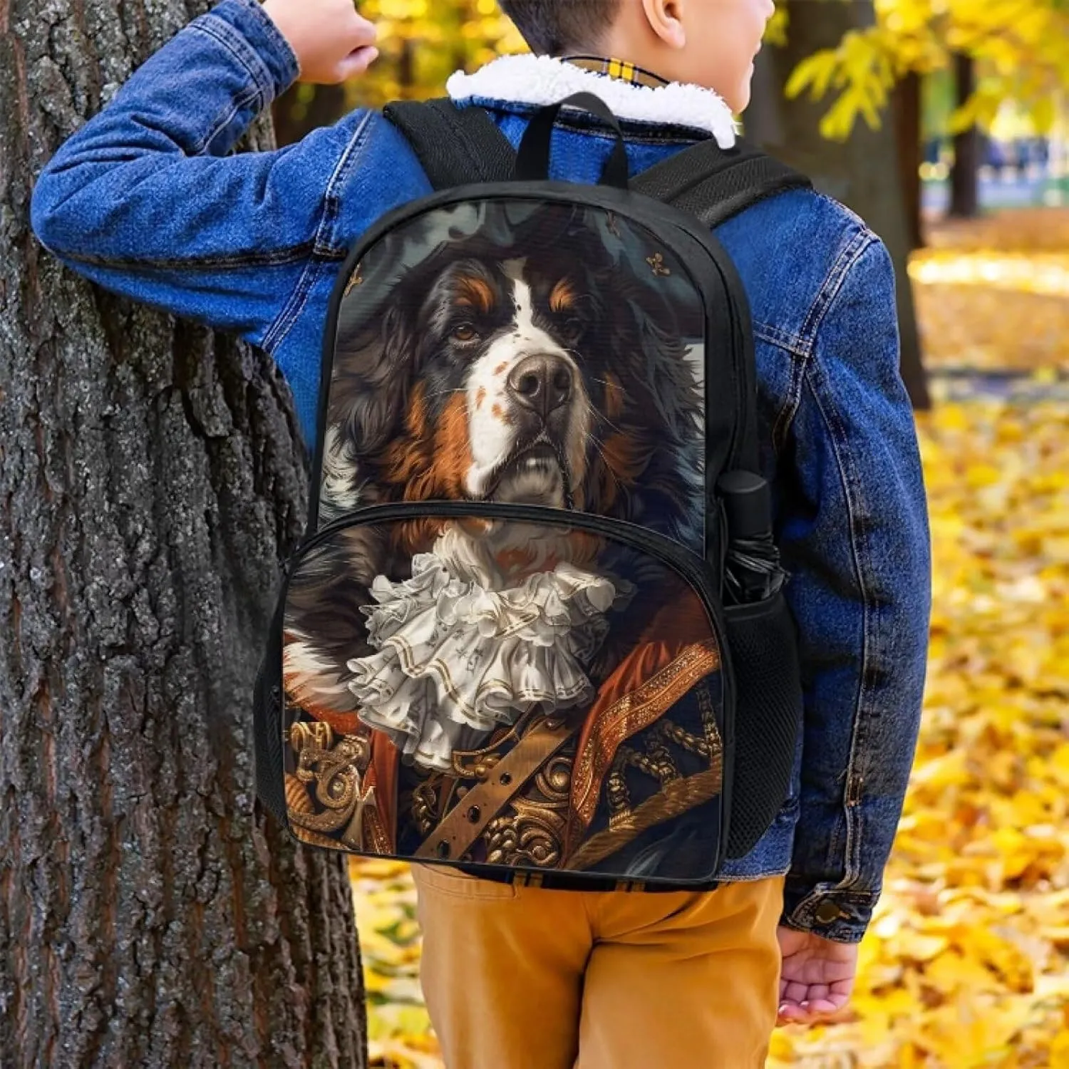 Whimsical Pirate Dog Bernese Mountain Backpack for Boys Girls Lightweight 17 Inch School Bag with Front Pocket Padded Straps Kids Animal Print Bookbag Student Daypack for School Travel