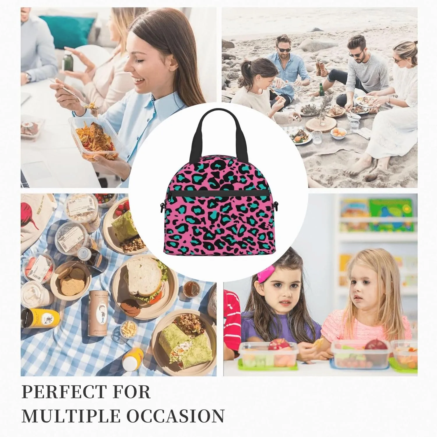 Windmill Print,Insulated Reusable Lunch Bag Adult Large Lunch Box for Women and Men,Farmhouse Hand Drawn Countryside,Adjustable Shoulder Strap,Front Zipper Pocket,Brown And White