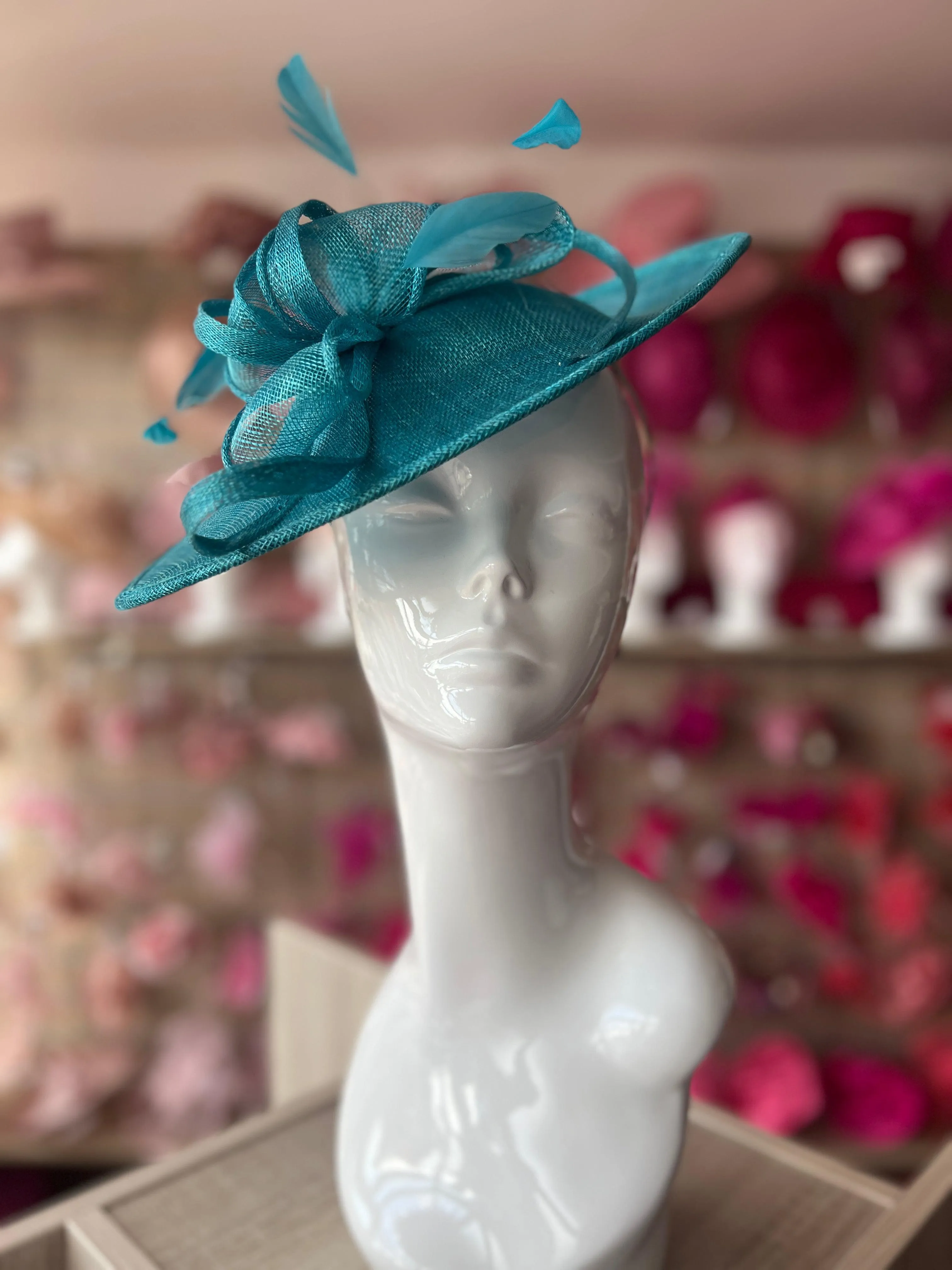 Winter Teal Teardrop Disc Fascinator